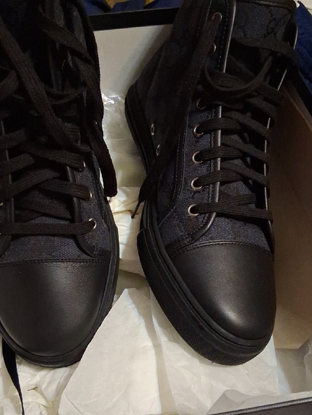 Gucci Black High-Top GG Canvas Sneakers - Picture 4 of 6